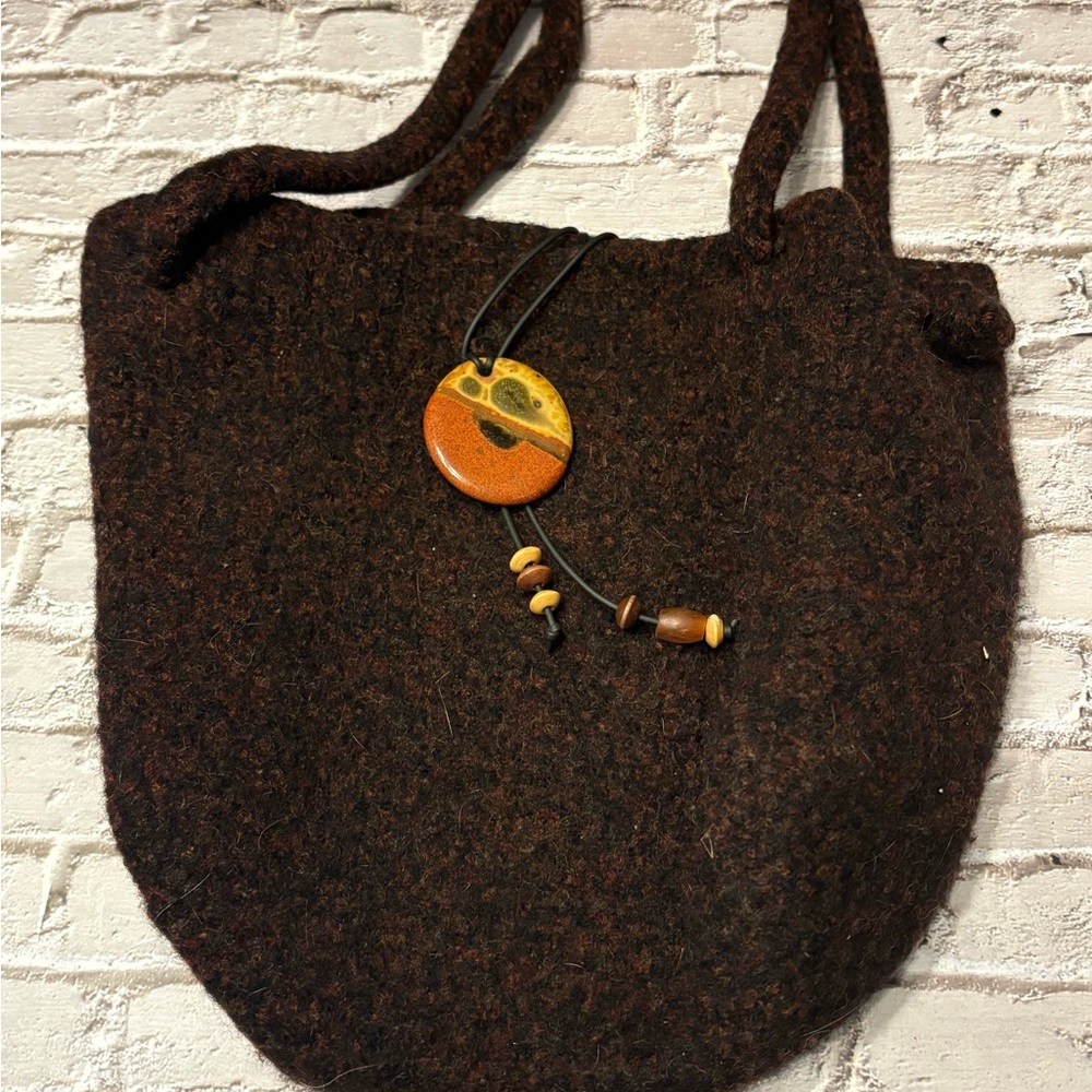 Brown Felt Shoulder Bag